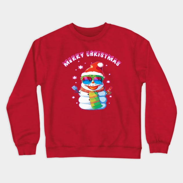 cute snowman wishing merry Christmas Crewneck Sweatshirt by sukhendu.12